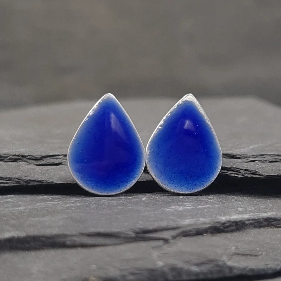 Geometric Enamelled Earrings in Sterling Silver