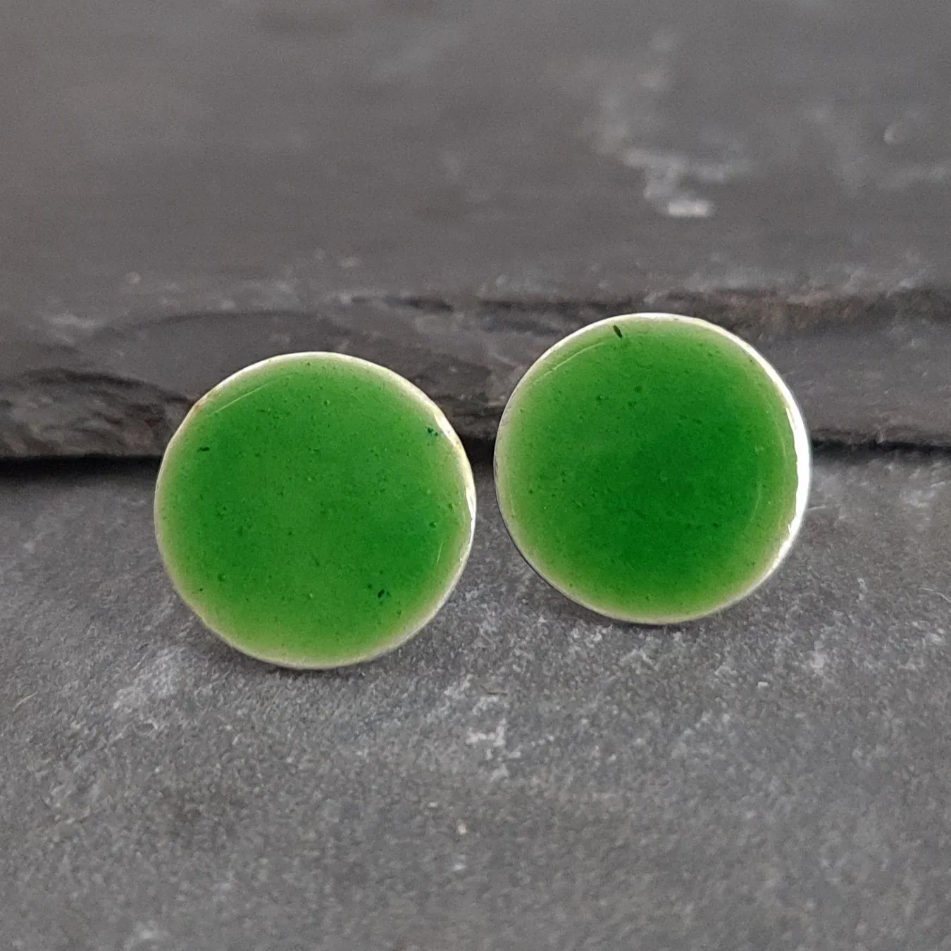 Geometric Enamelled Earrings in Sterling Silver