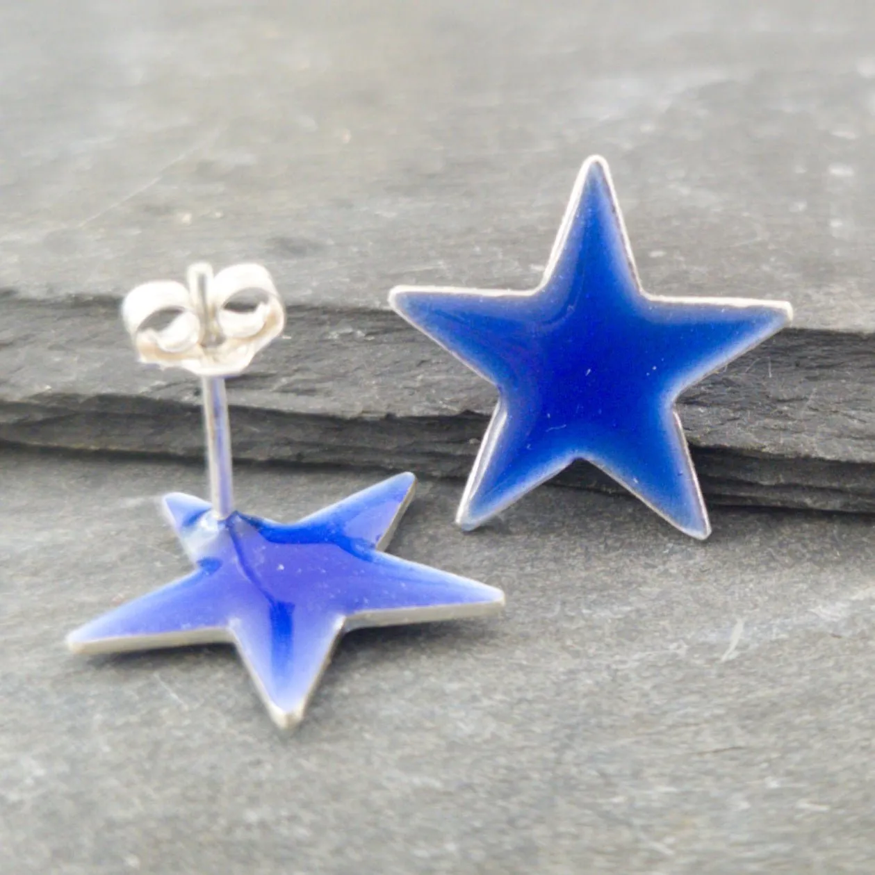 Geometric Enamelled Earrings in Sterling Silver