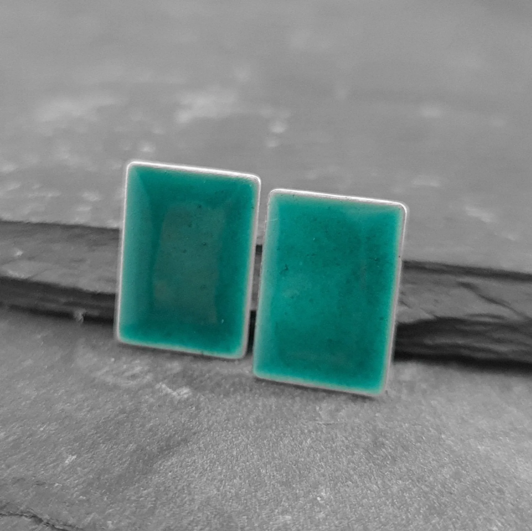 Geometric Enamelled Earrings in Sterling Silver