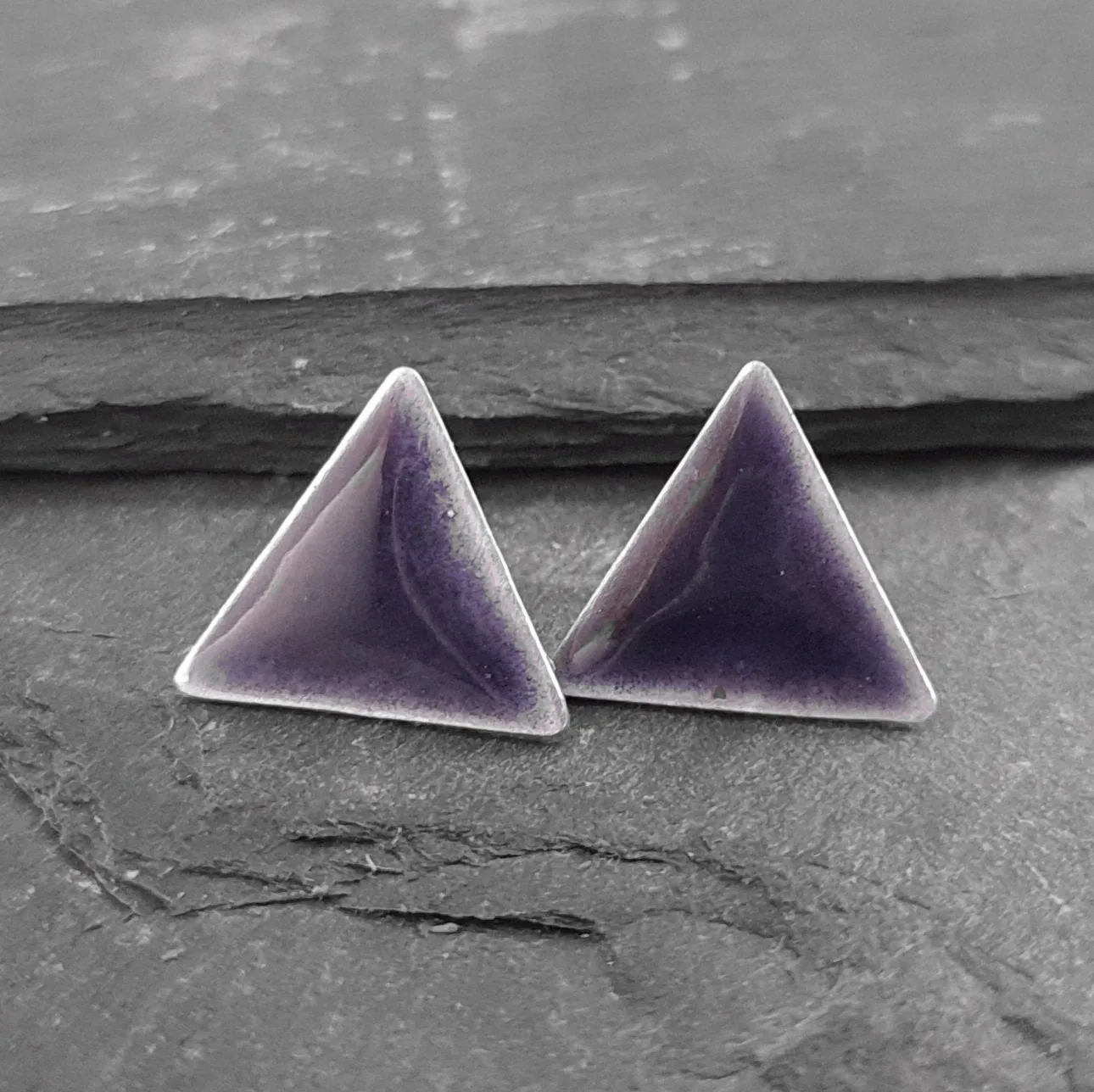 Geometric Enamelled Earrings in Sterling Silver
