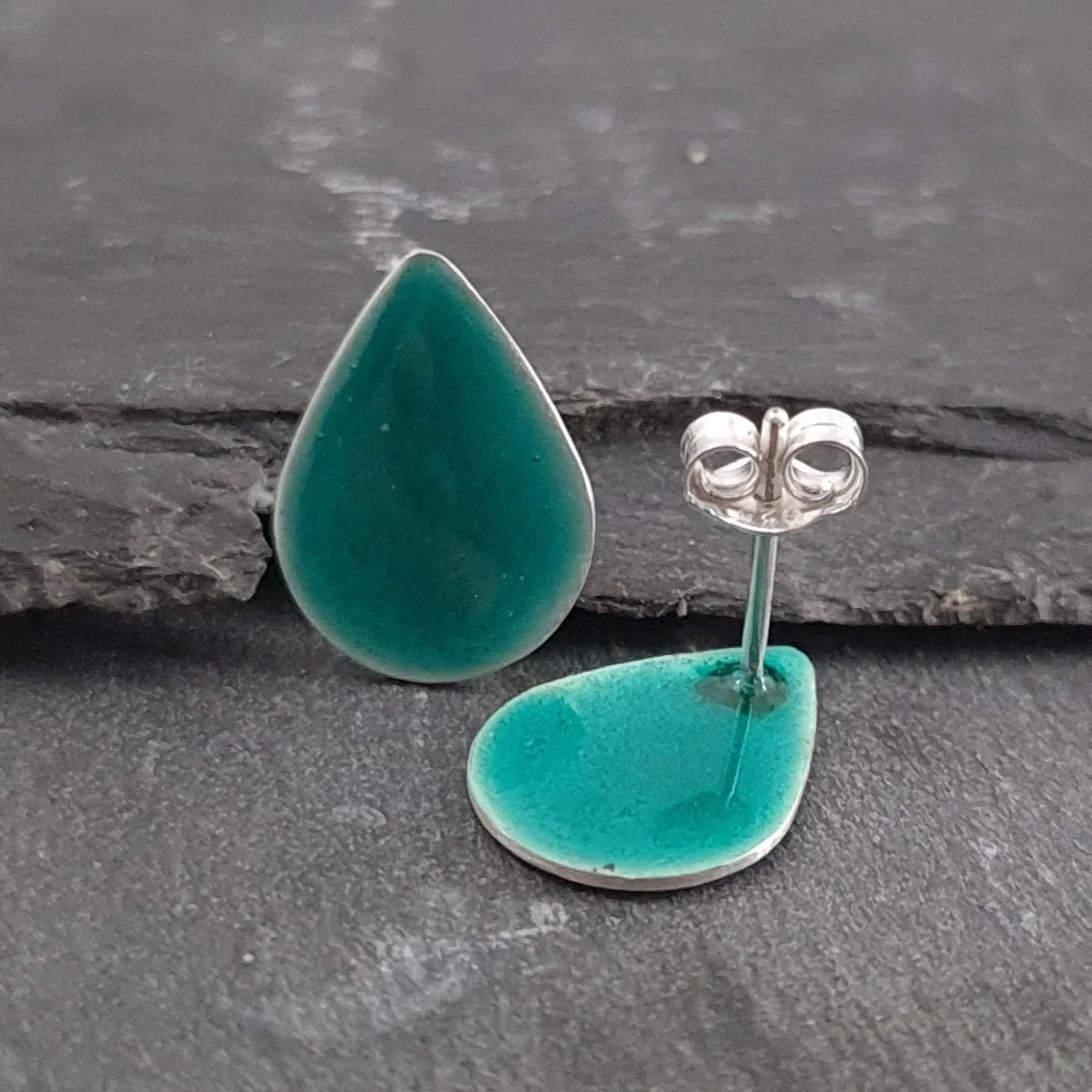 Geometric Enamelled Earrings in Sterling Silver