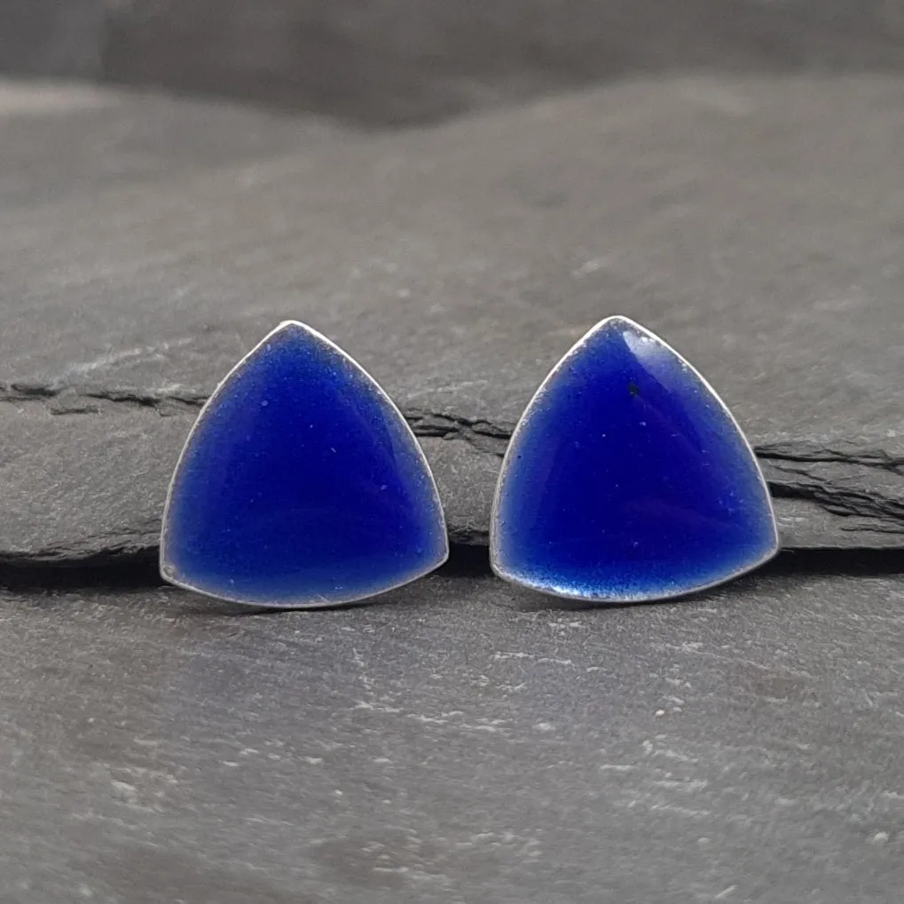 Geometric Enamelled Earrings in Sterling Silver