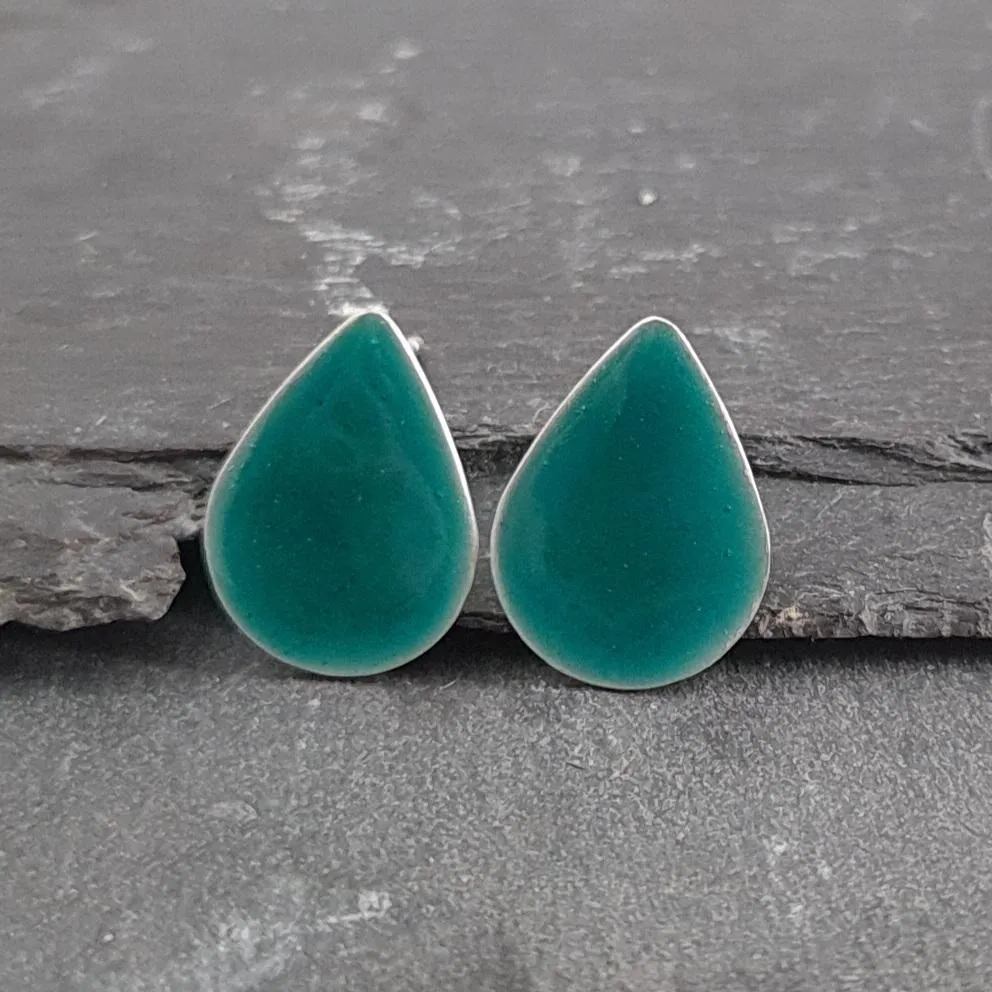 Geometric Enamelled Earrings in Sterling Silver