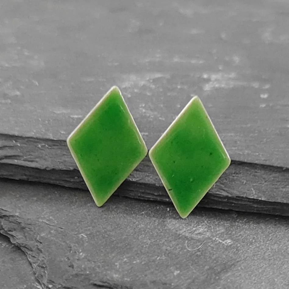Geometric Enamelled Earrings in Sterling Silver