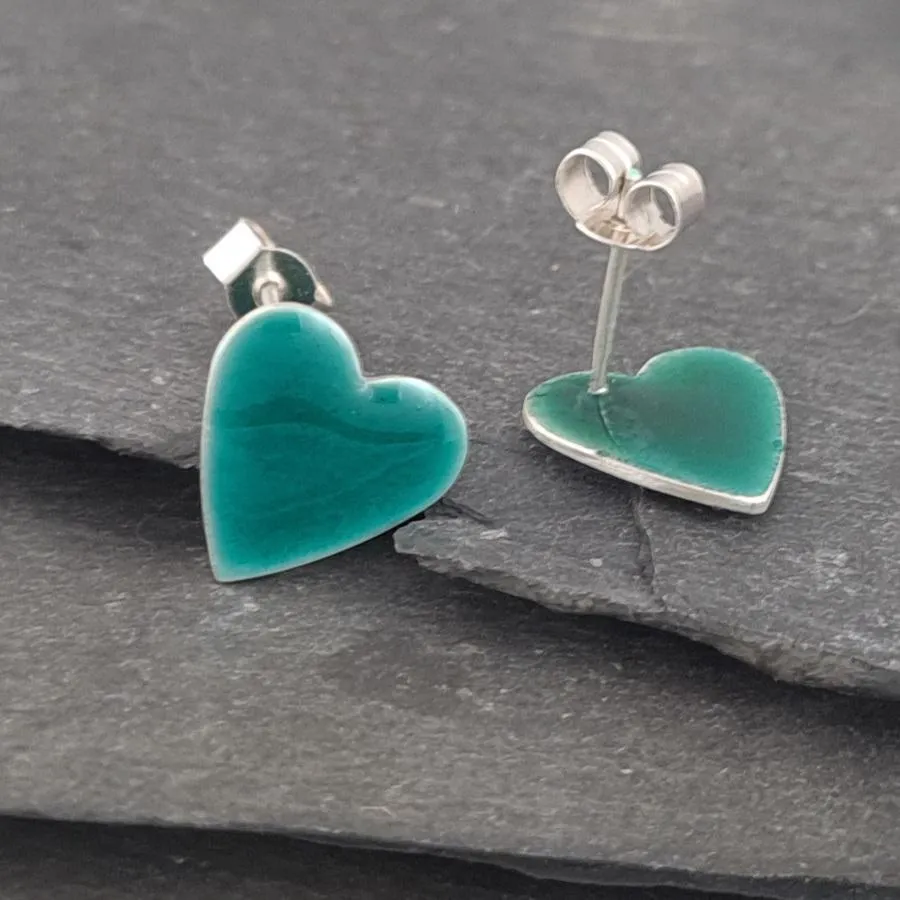 Geometric Enamelled Earrings in Sterling Silver