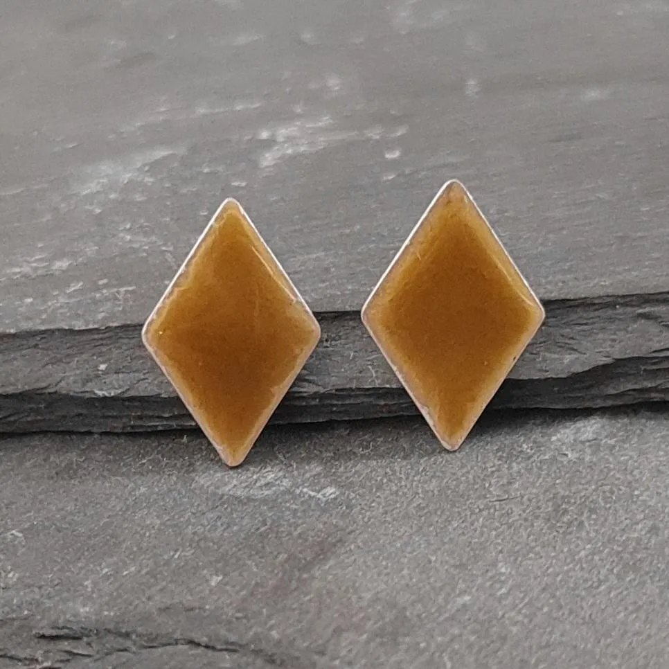 Geometric Enamelled Earrings in Sterling Silver