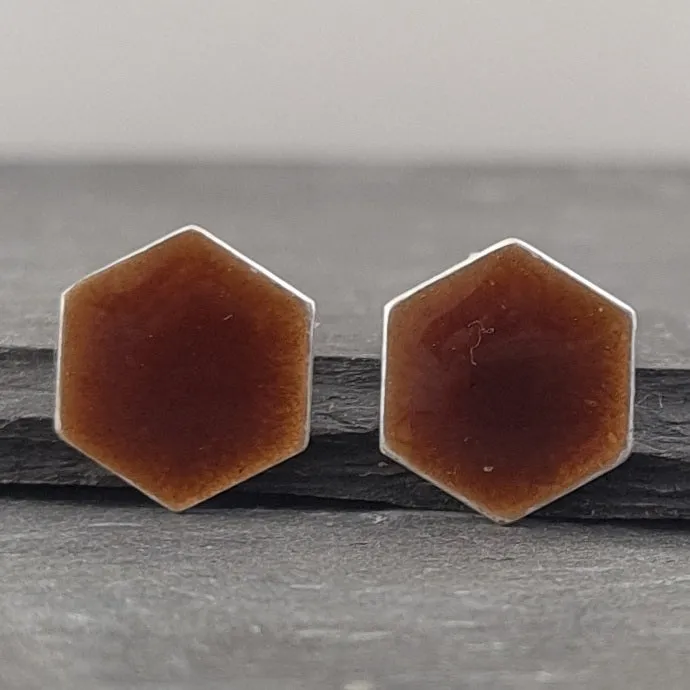 Geometric Enamelled Earrings in Sterling Silver