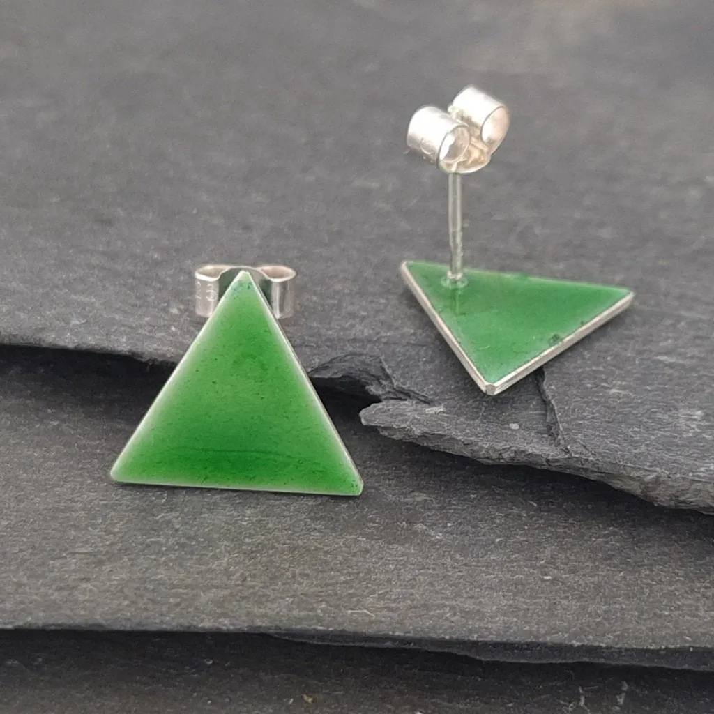 Geometric Enamelled Earrings in Sterling Silver