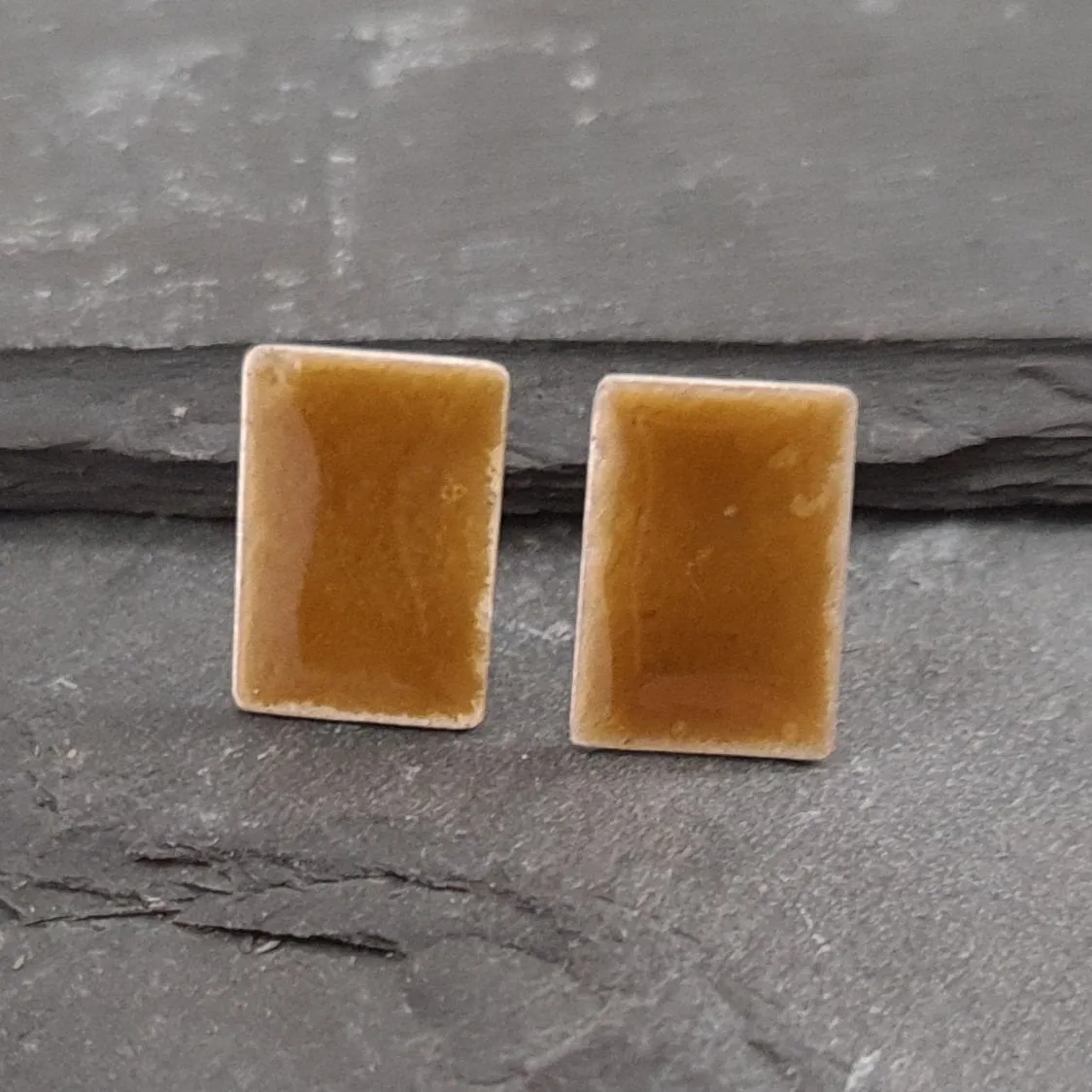 Geometric Enamelled Earrings in Sterling Silver