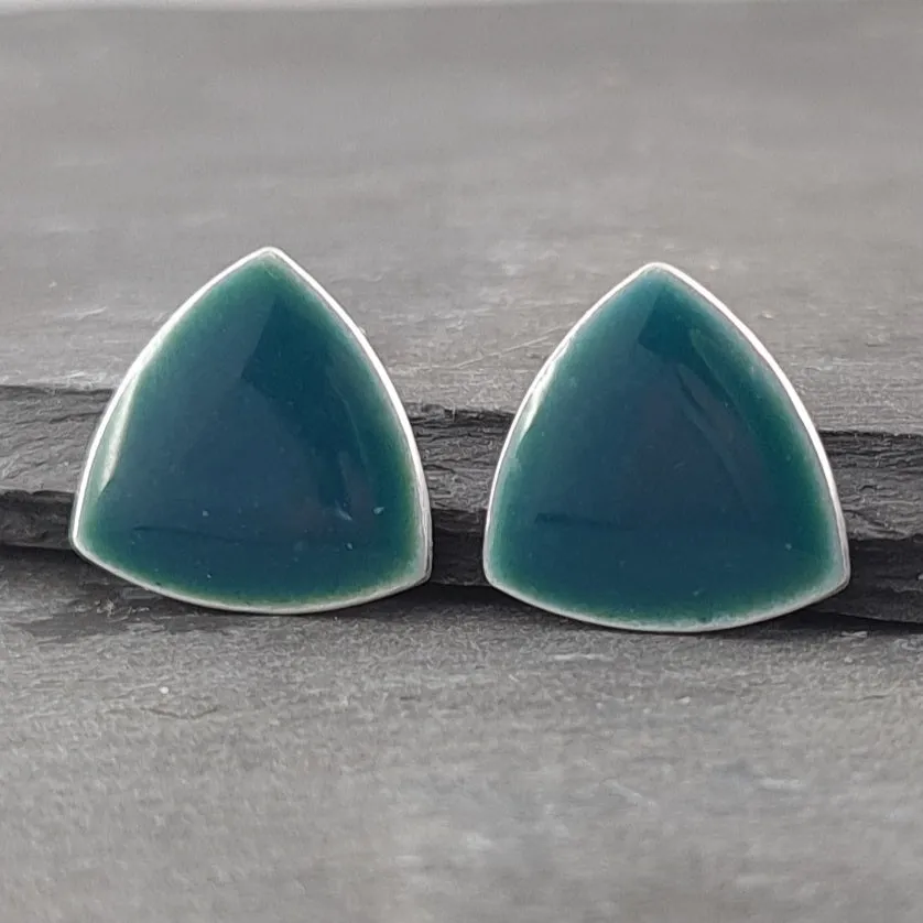 Geometric Enamelled Earrings in Sterling Silver