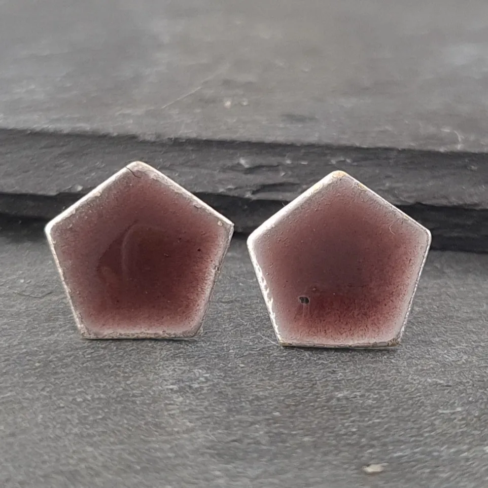 Geometric Enamelled Earrings in Sterling Silver