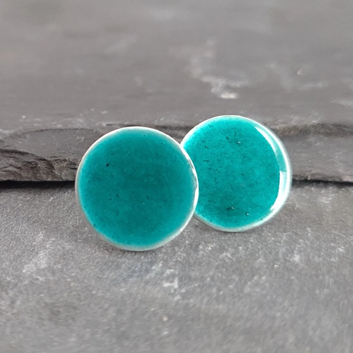 Geometric Enamelled Earrings in Sterling Silver