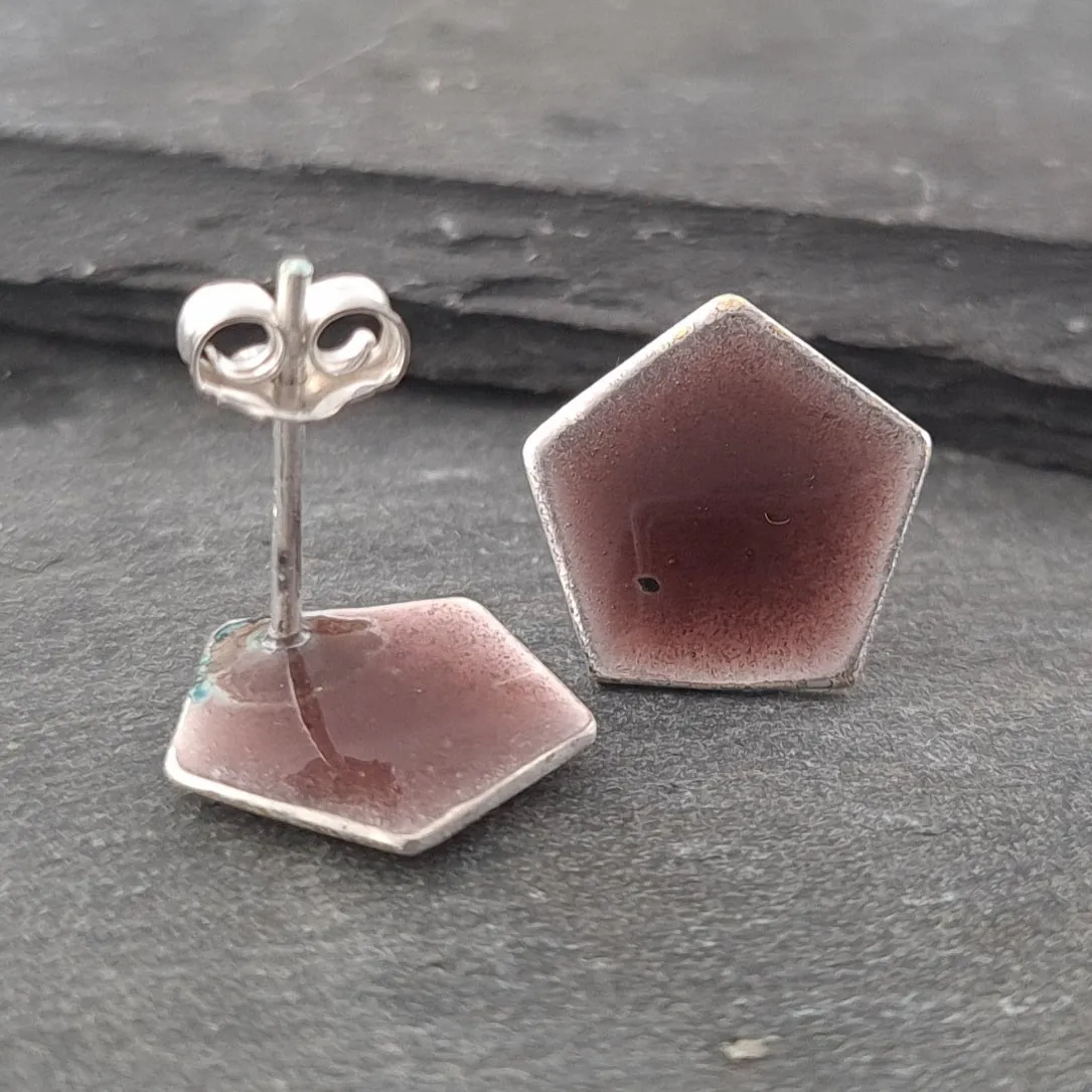 Geometric Enamelled Earrings in Sterling Silver
