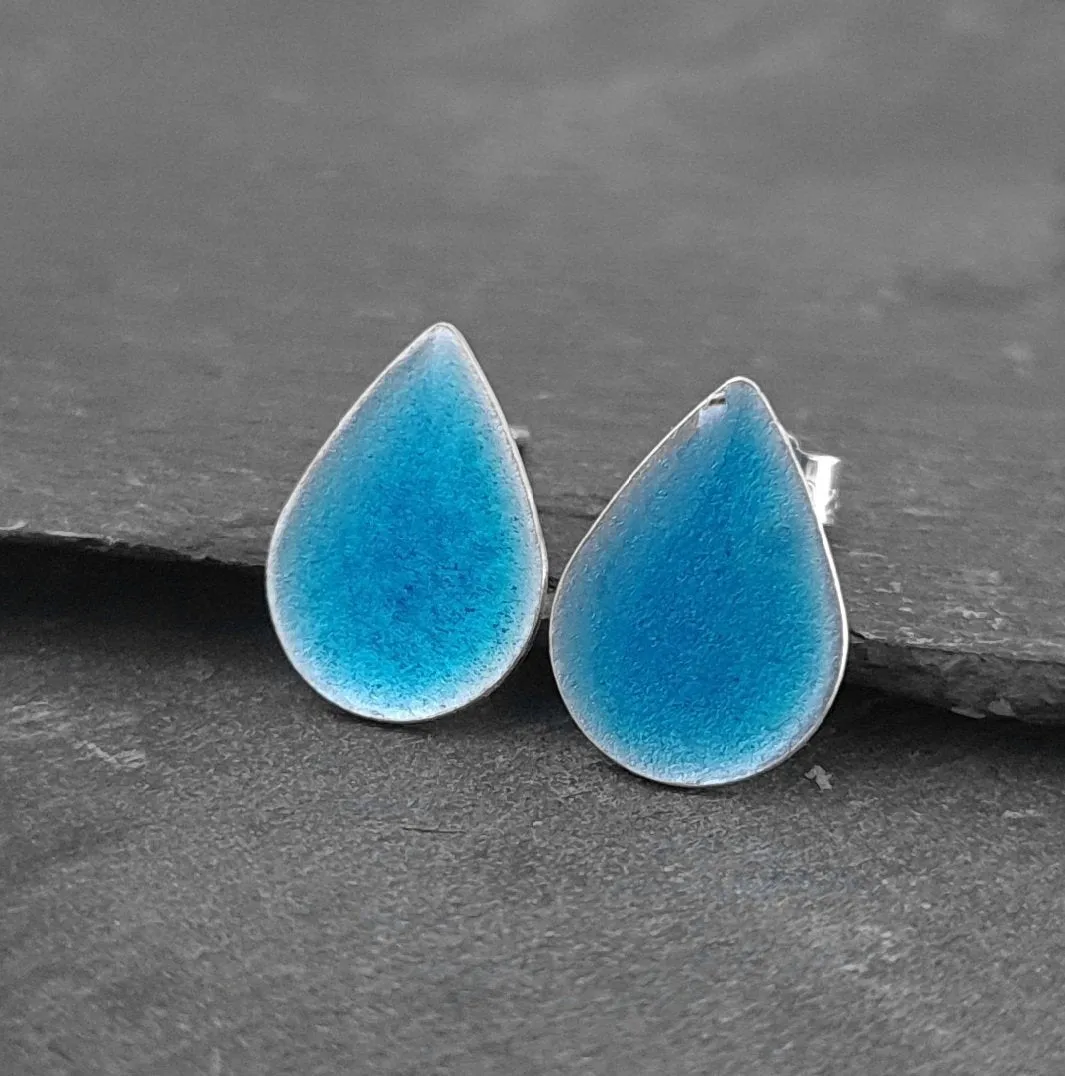 Geometric Enamelled Earrings in Sterling Silver