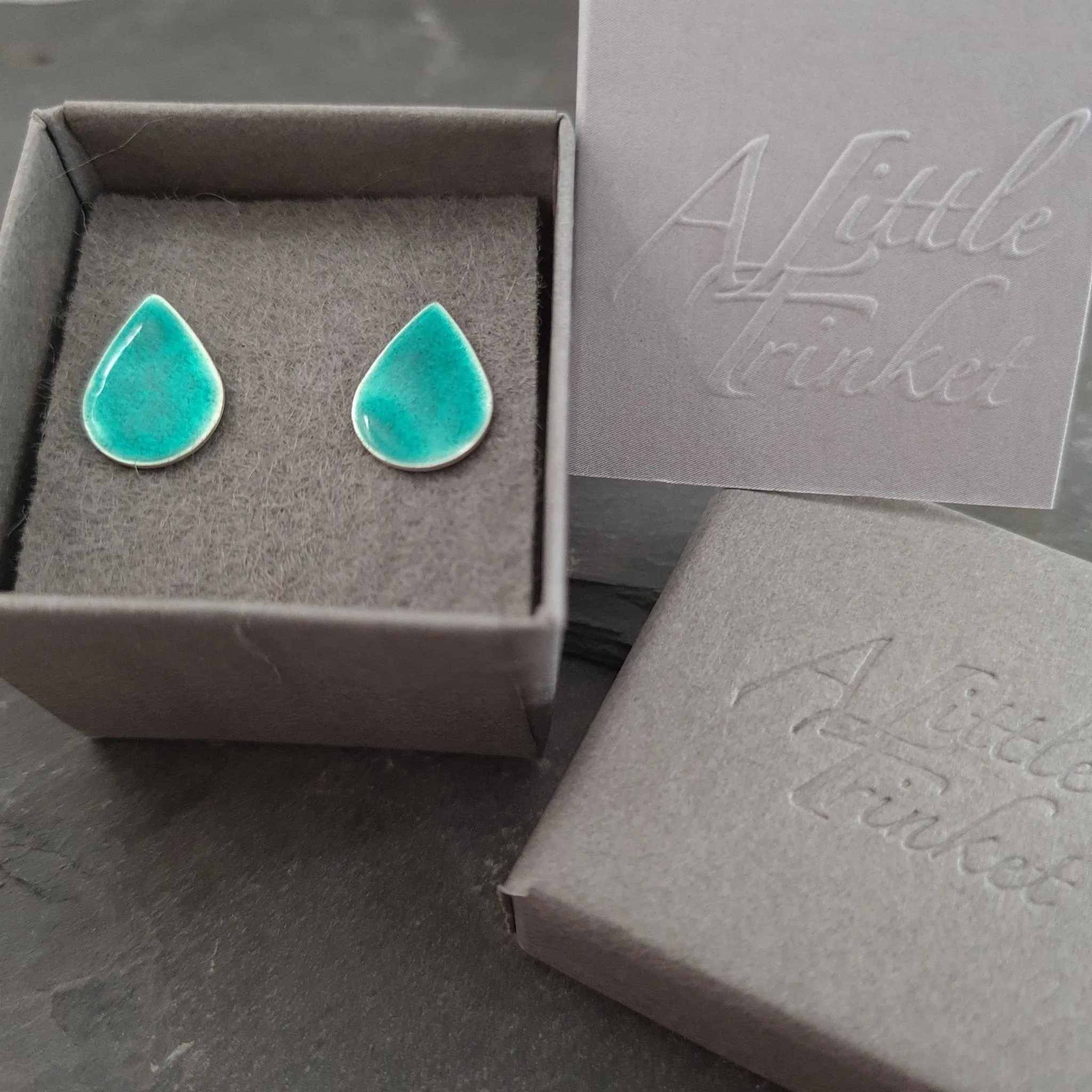 Geometric Enamelled Earrings in Sterling Silver