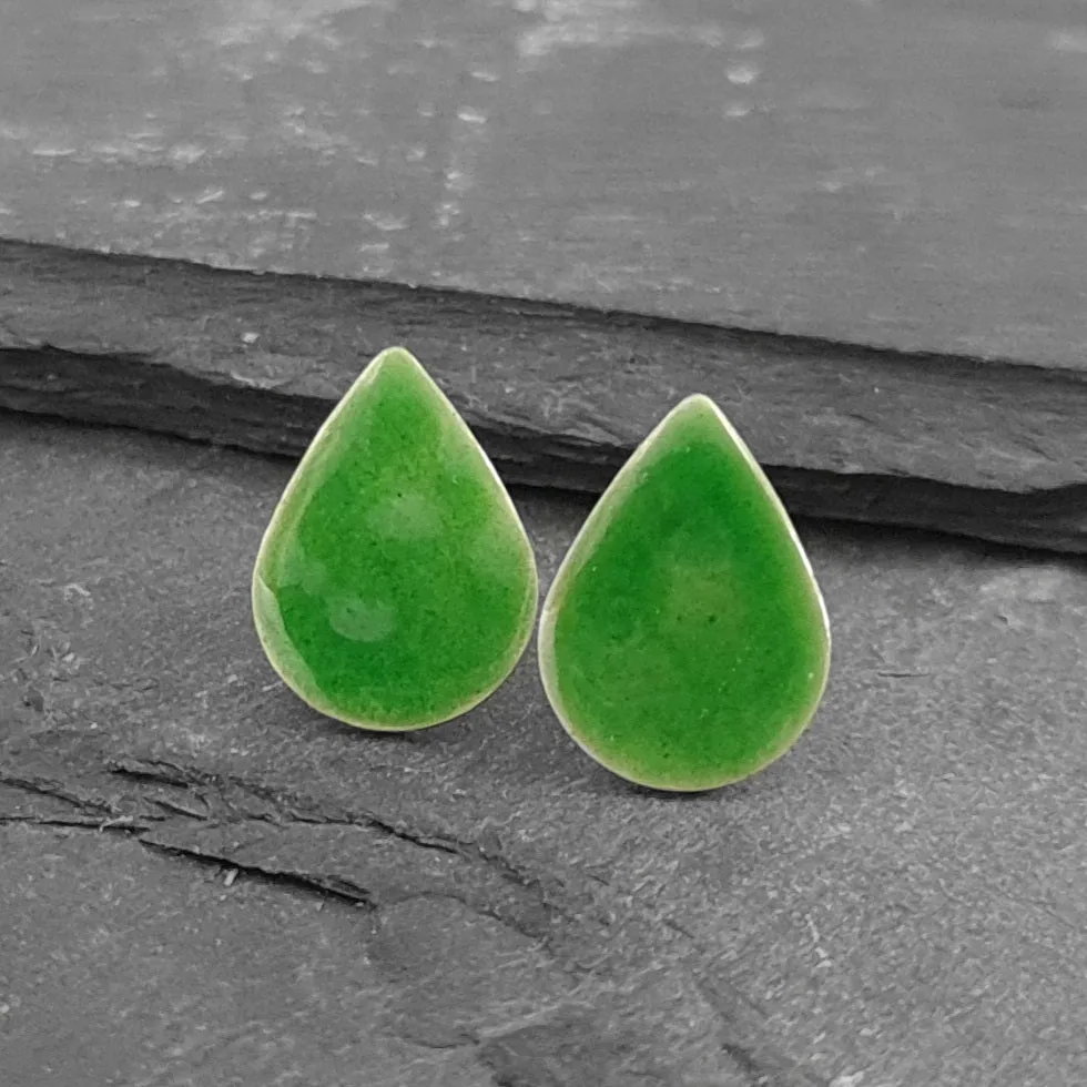 Geometric Enamelled Earrings in Sterling Silver