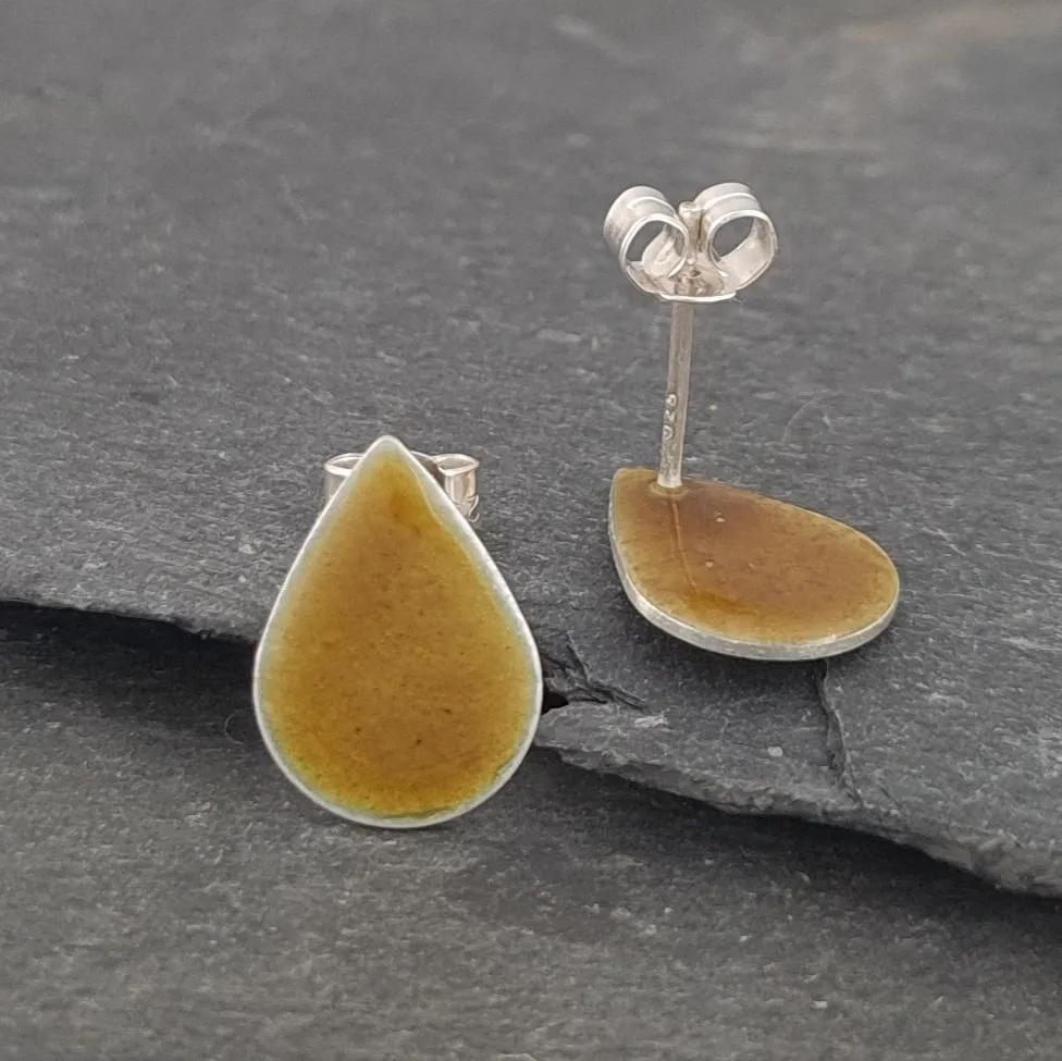 Geometric Enamelled Earrings in Sterling Silver