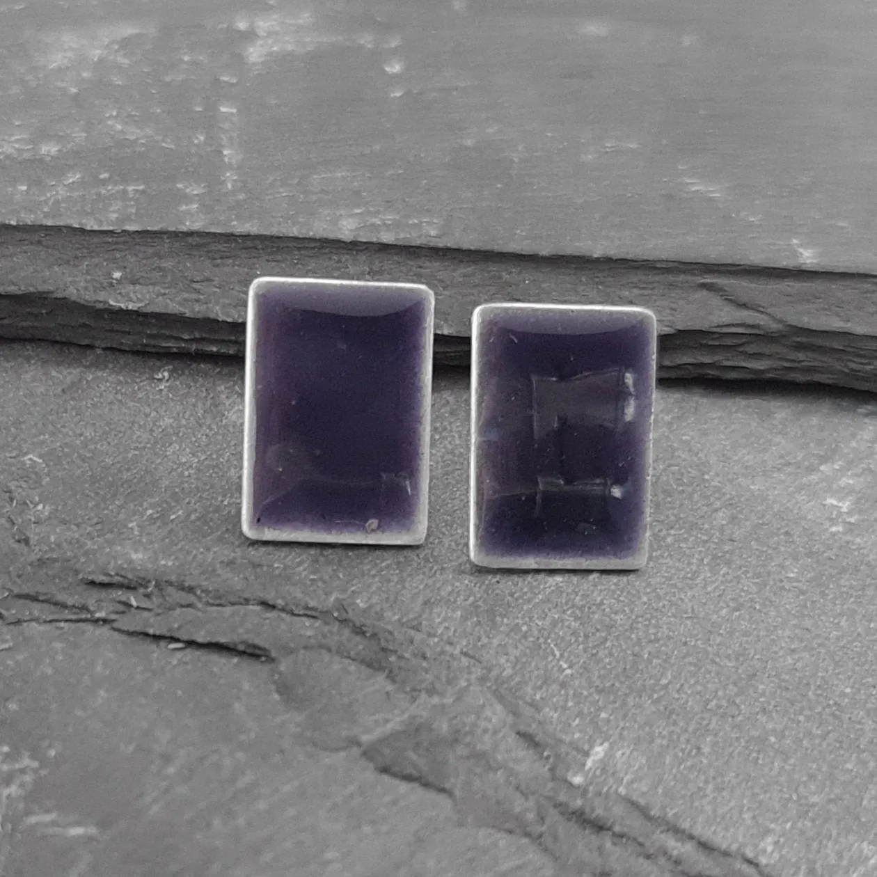 Geometric Enamelled Earrings in Sterling Silver