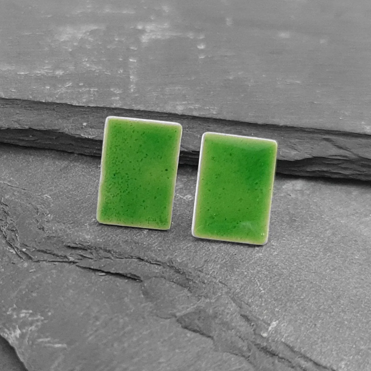 Geometric Enamelled Earrings in Sterling Silver