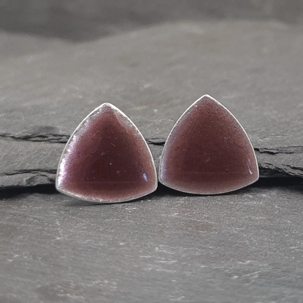 Geometric Enamelled Earrings in Sterling Silver
