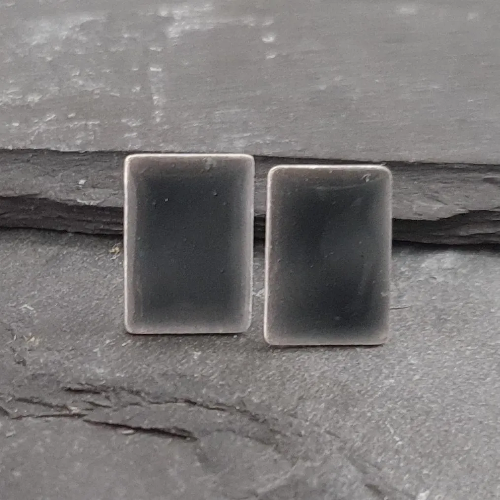Geometric Enamelled Earrings in Sterling Silver