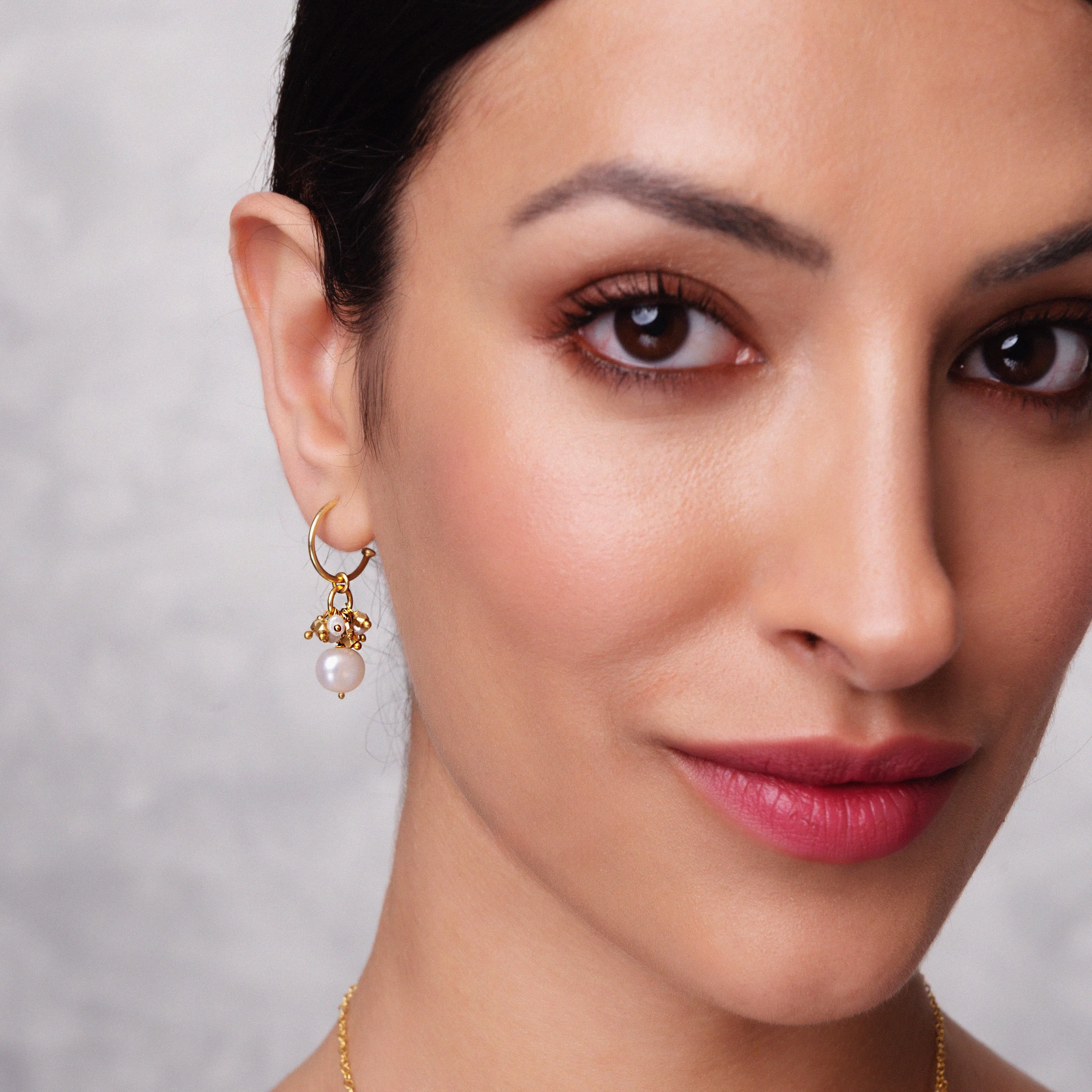Hollie Pearl Hoop Earrings
