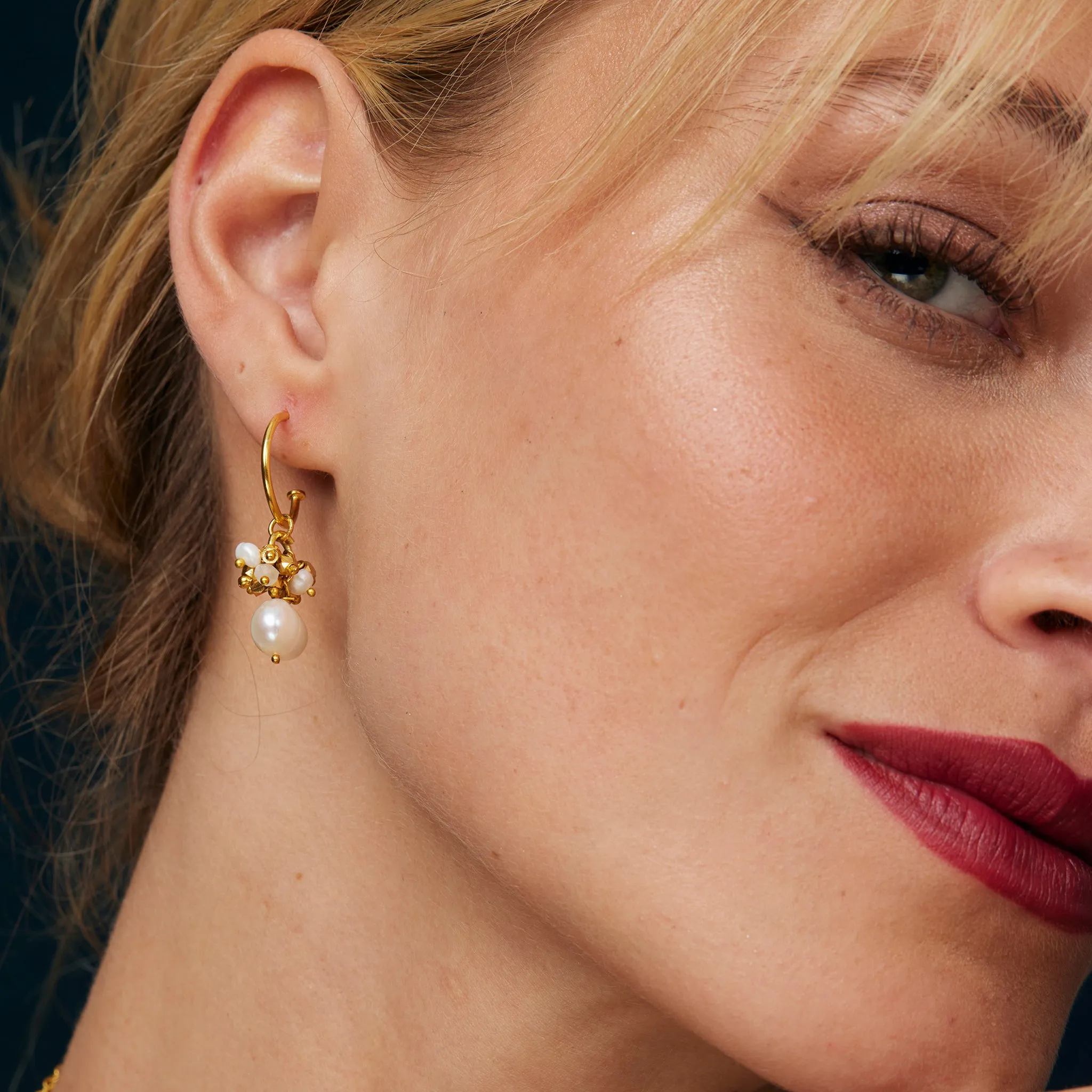 Hollie Pearl Hoop Earrings