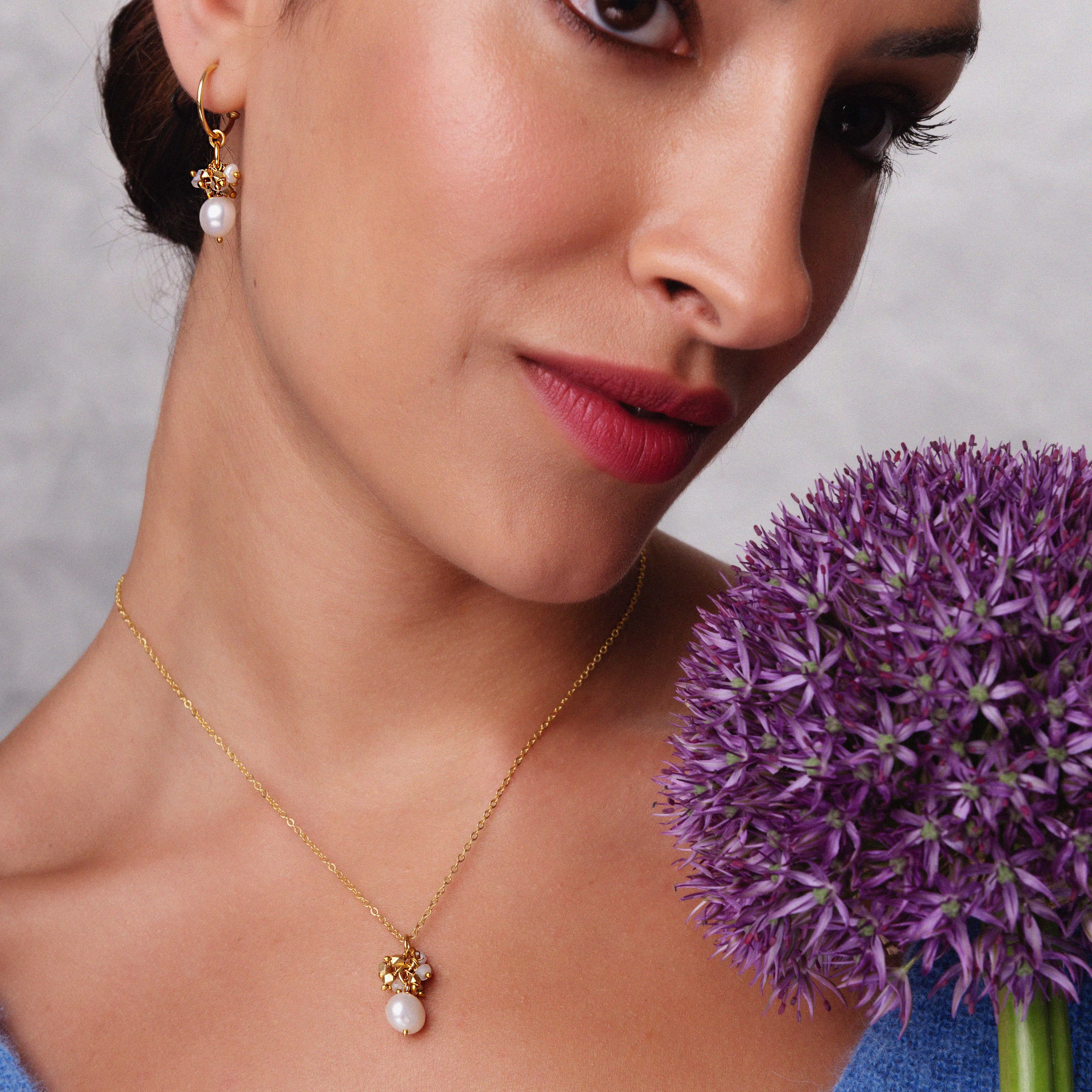 Hollie Pearl Hoop Earrings