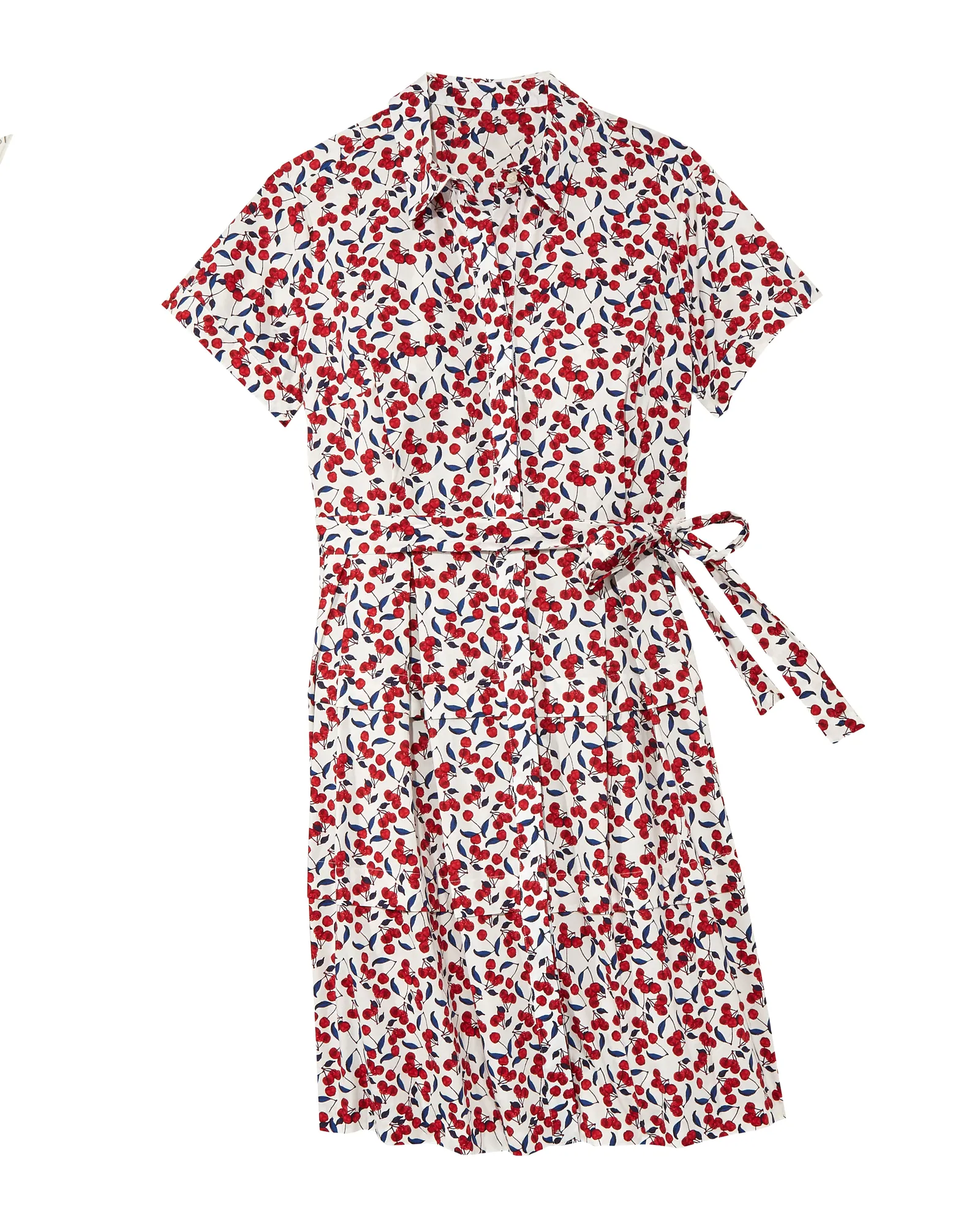 Ivey Shirt Dress | White / Red