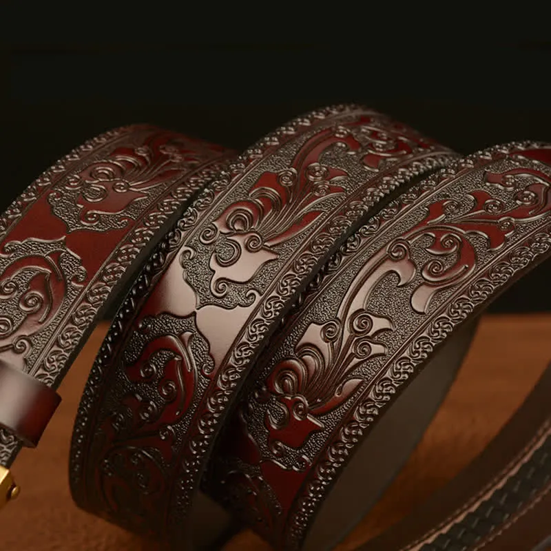 Men's Double Dragon Battling Leather Belt