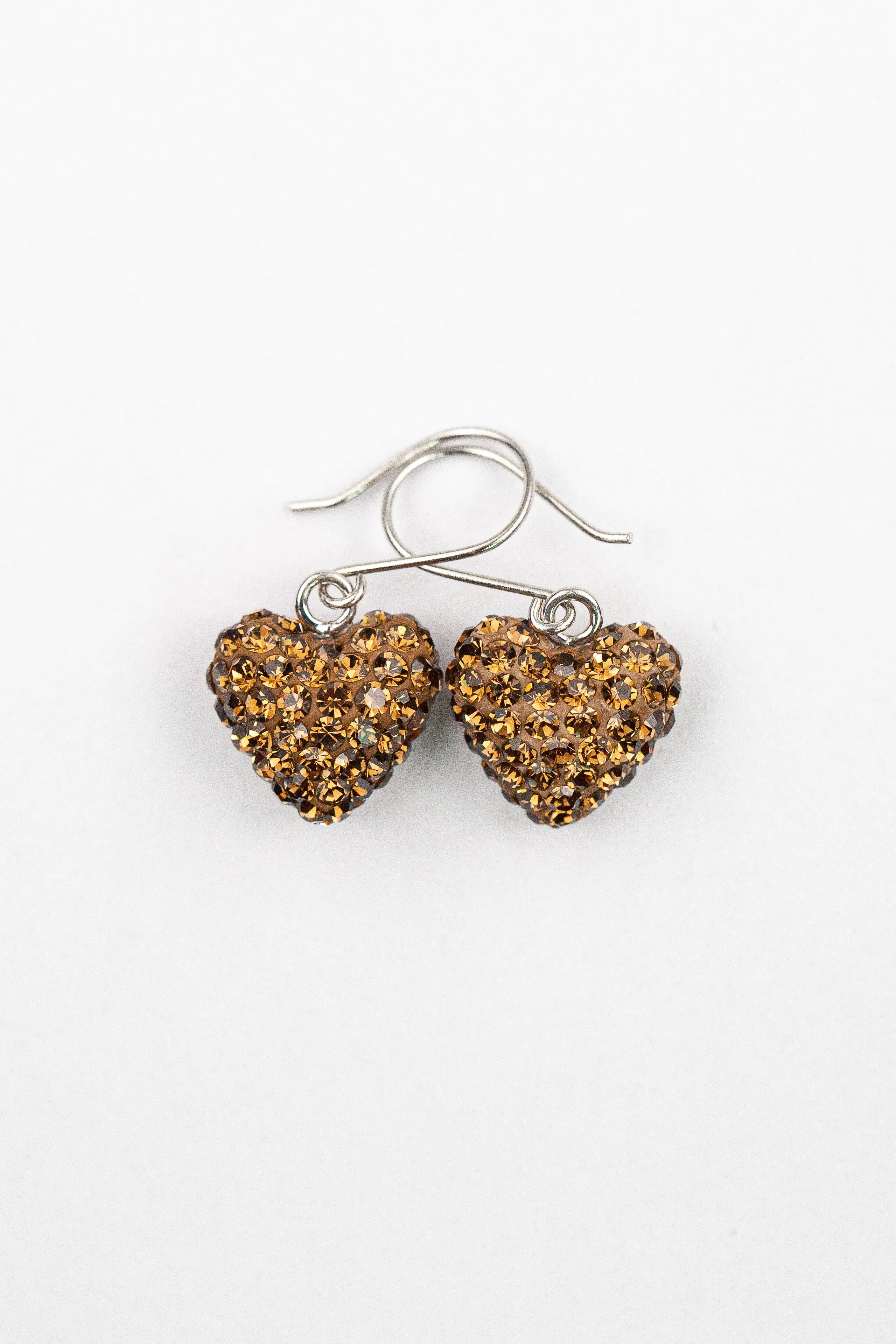 Mini All Over Crystal Pave Heart Silver Earrings