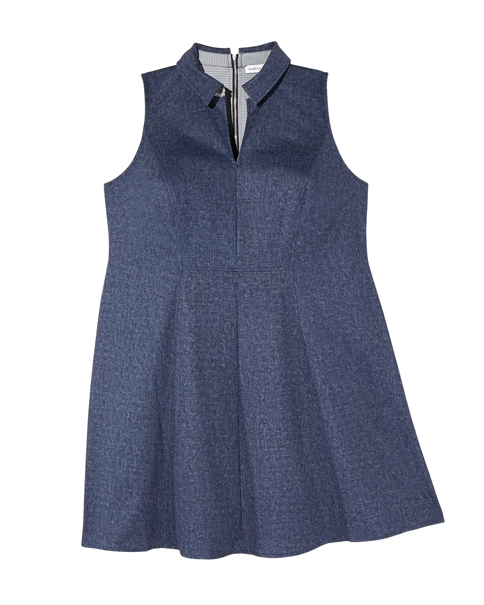 Myanmar Sleeveless Fit and Flare Chambray Stretch Dress | Dark Wash