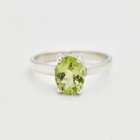 Natural Peridot Ring - Green Promise Ring - August Birthstone Ring
