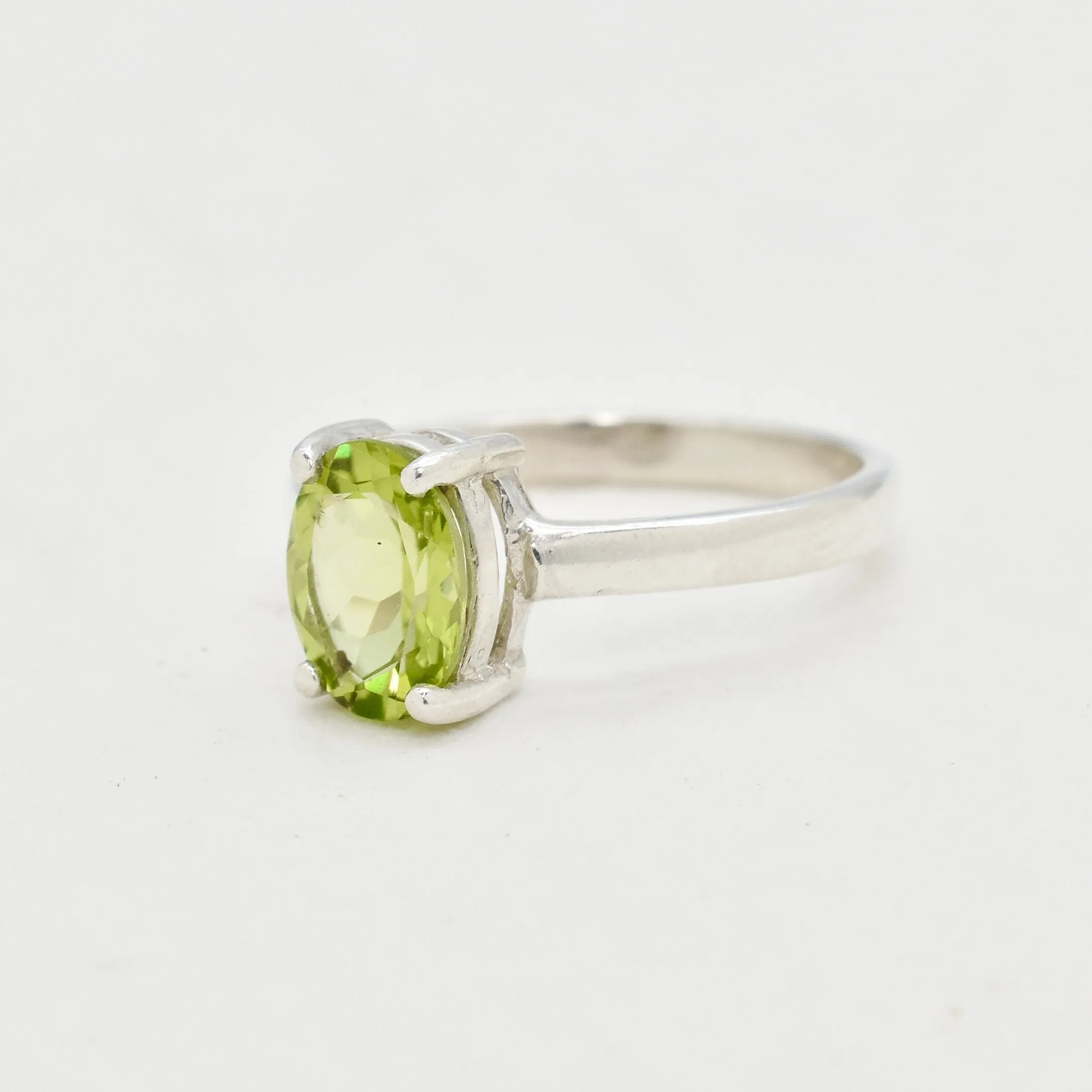 Natural Peridot Ring - Green Promise Ring - August Birthstone Ring
