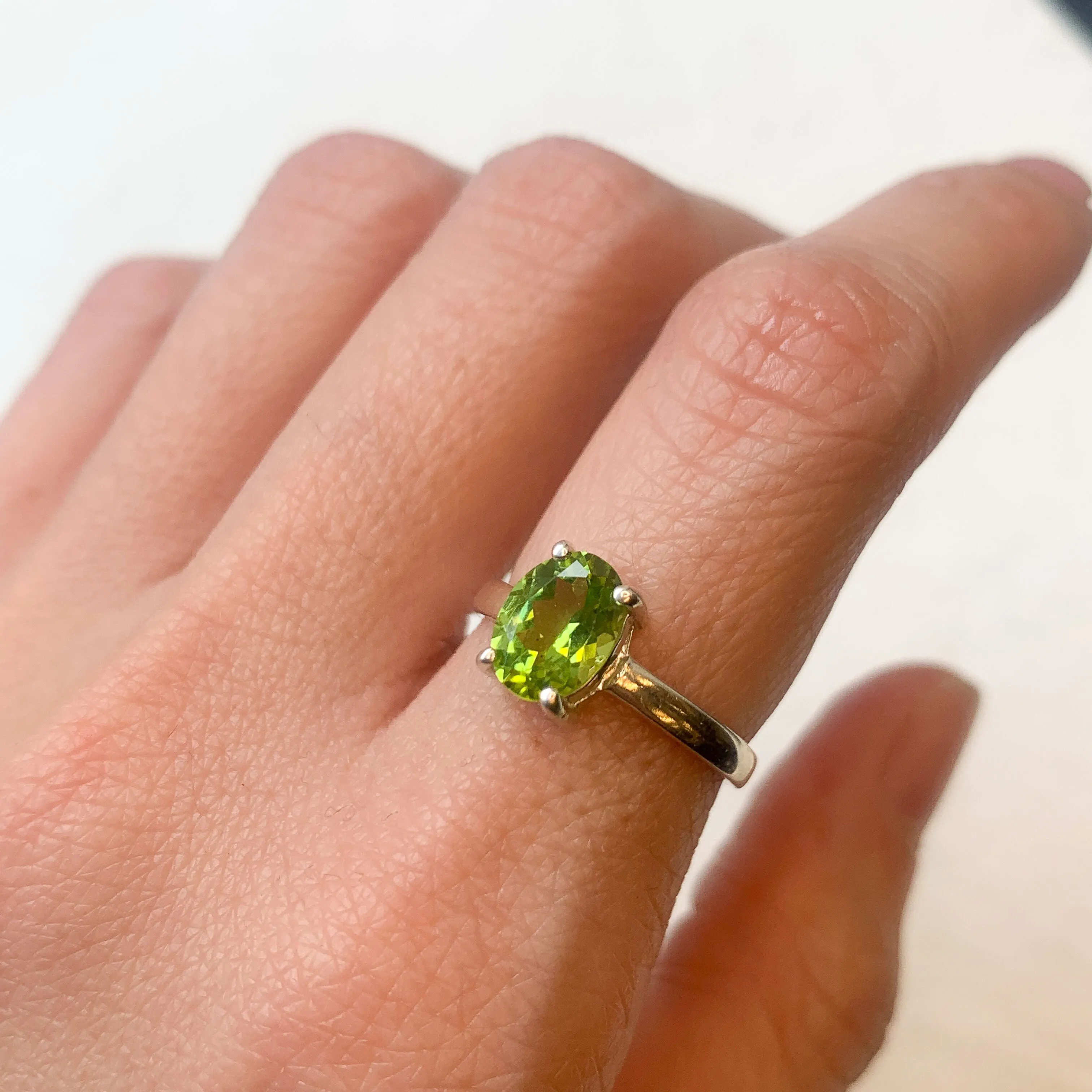 Natural Peridot Ring - Green Promise Ring - August Birthstone Ring