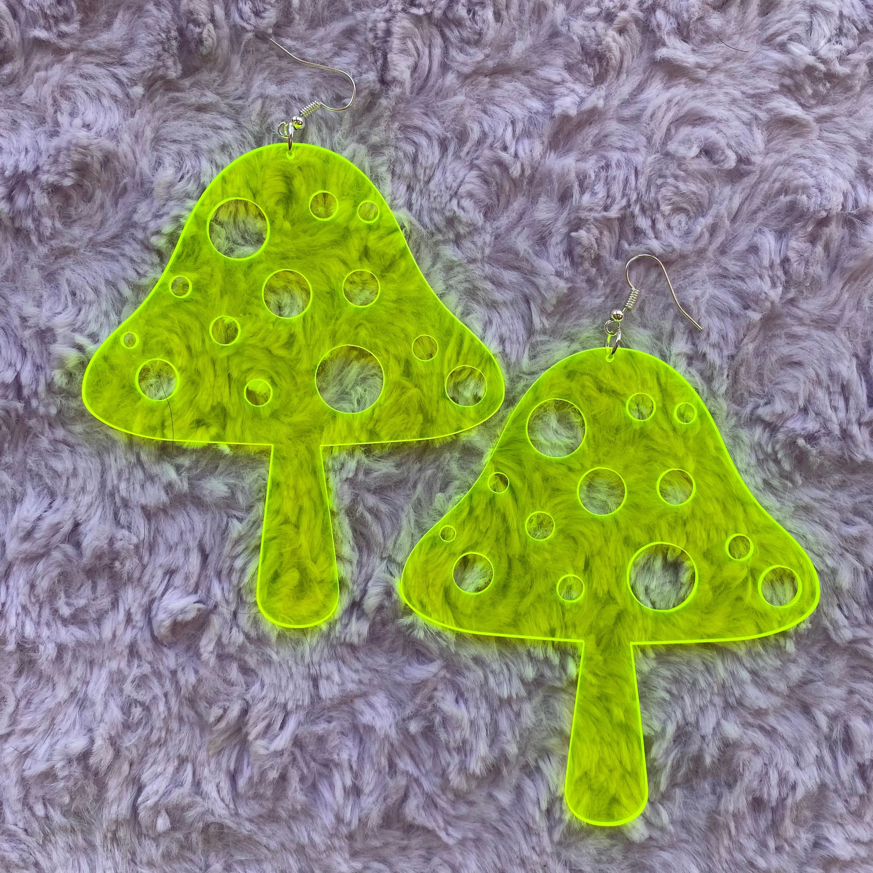 Neon Mushroom Earrings