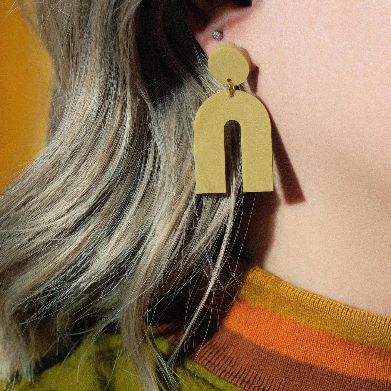 Olive Arch Dangle Earrings