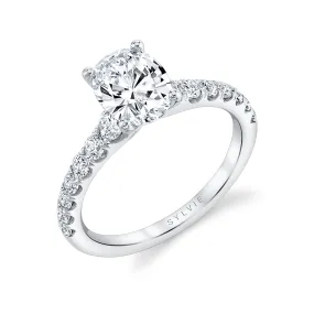 Oval Cut Classic Engagement Ring - Veronique 14k Gold White