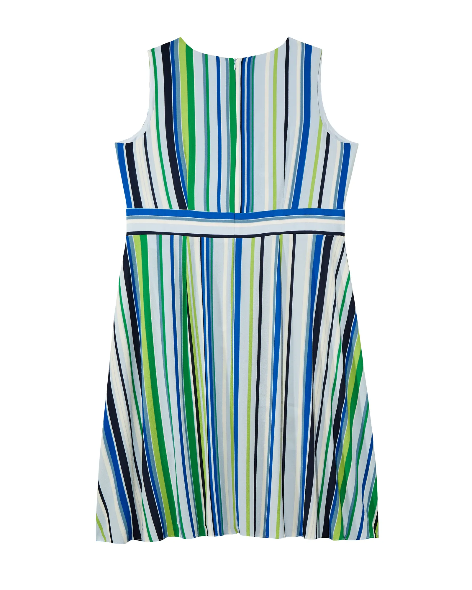 Palm Bay Sleeveless Faux Wrap Waist Defining Dress | Azure Blue / Kelly Green