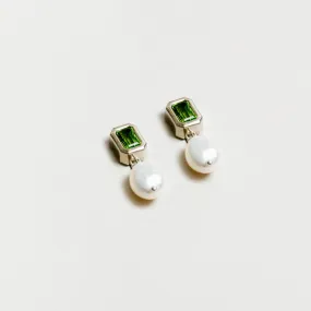 Penelope Rectangle Earrings (Peridot & Silver)