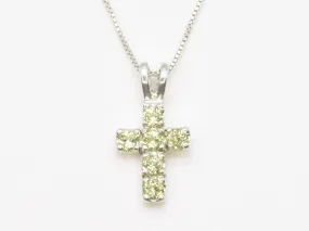 Peridot Cross Pendant - Green Cross Necklace, August Birthstone Pendant