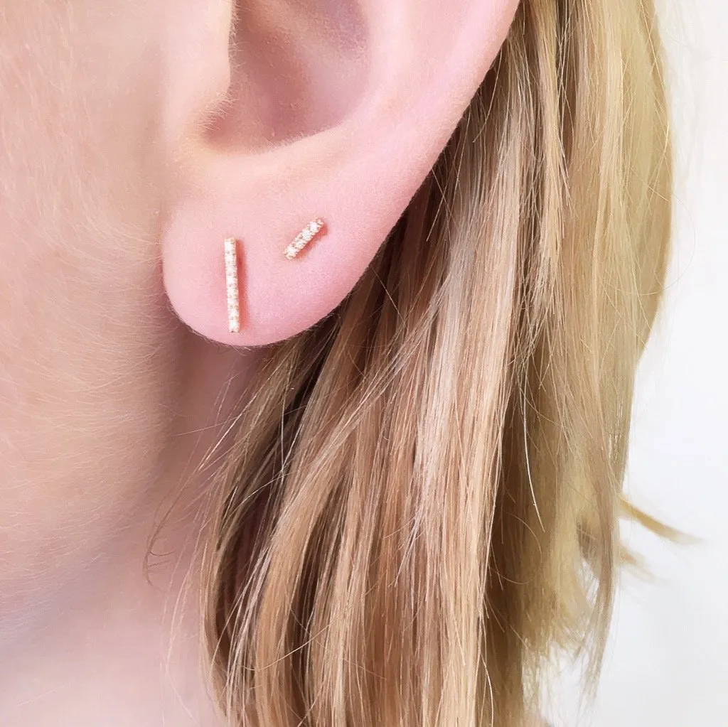 Petite Diamond Bar Post Earrings