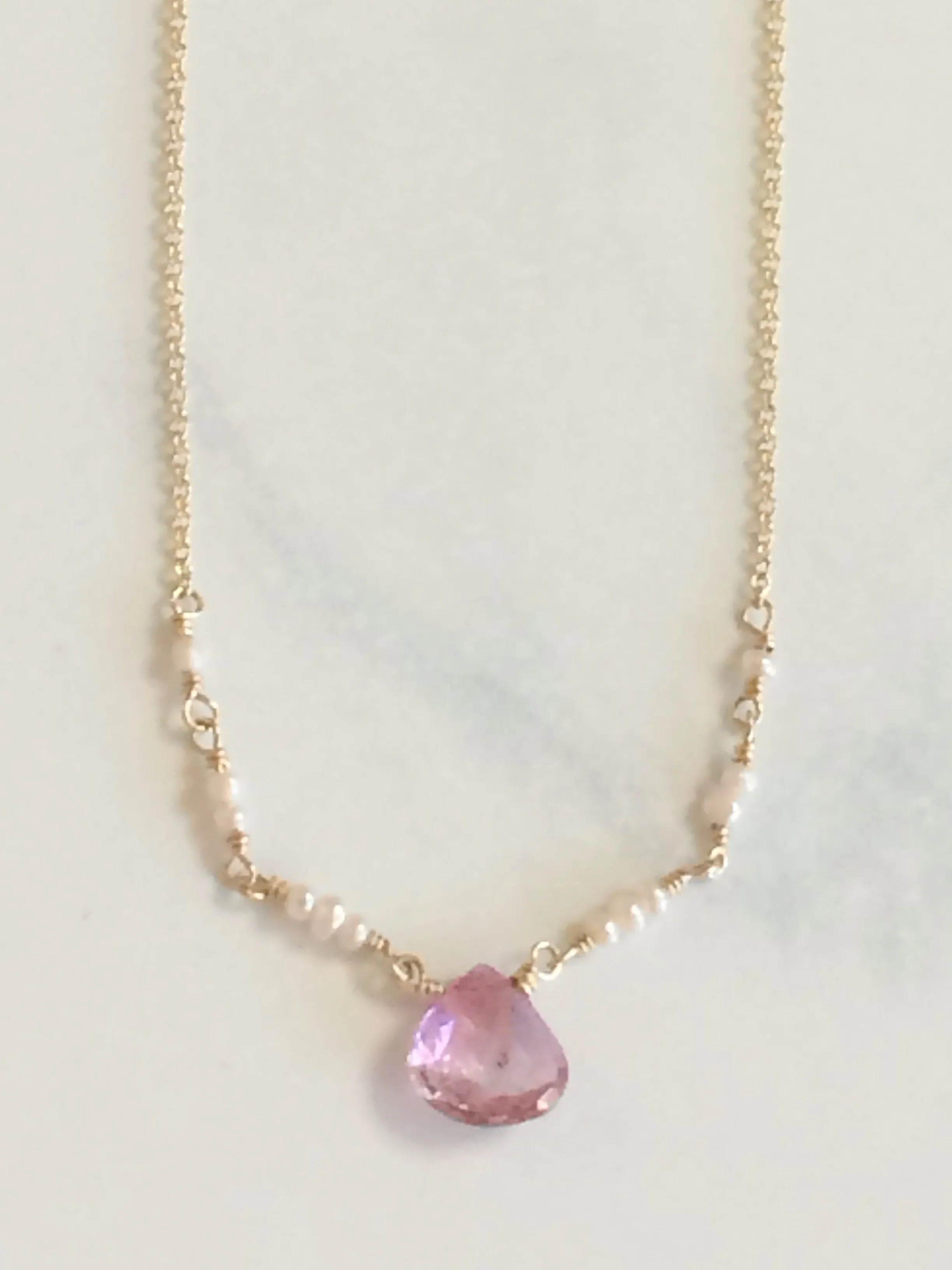 Pink Topaz & Pearl Ballerina Necklace