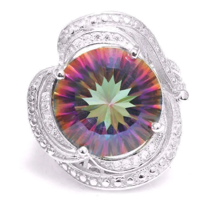 Regalia Genuine Rainbow Fire Mystic Topaz 15CT IOBI Precious Gems Ring