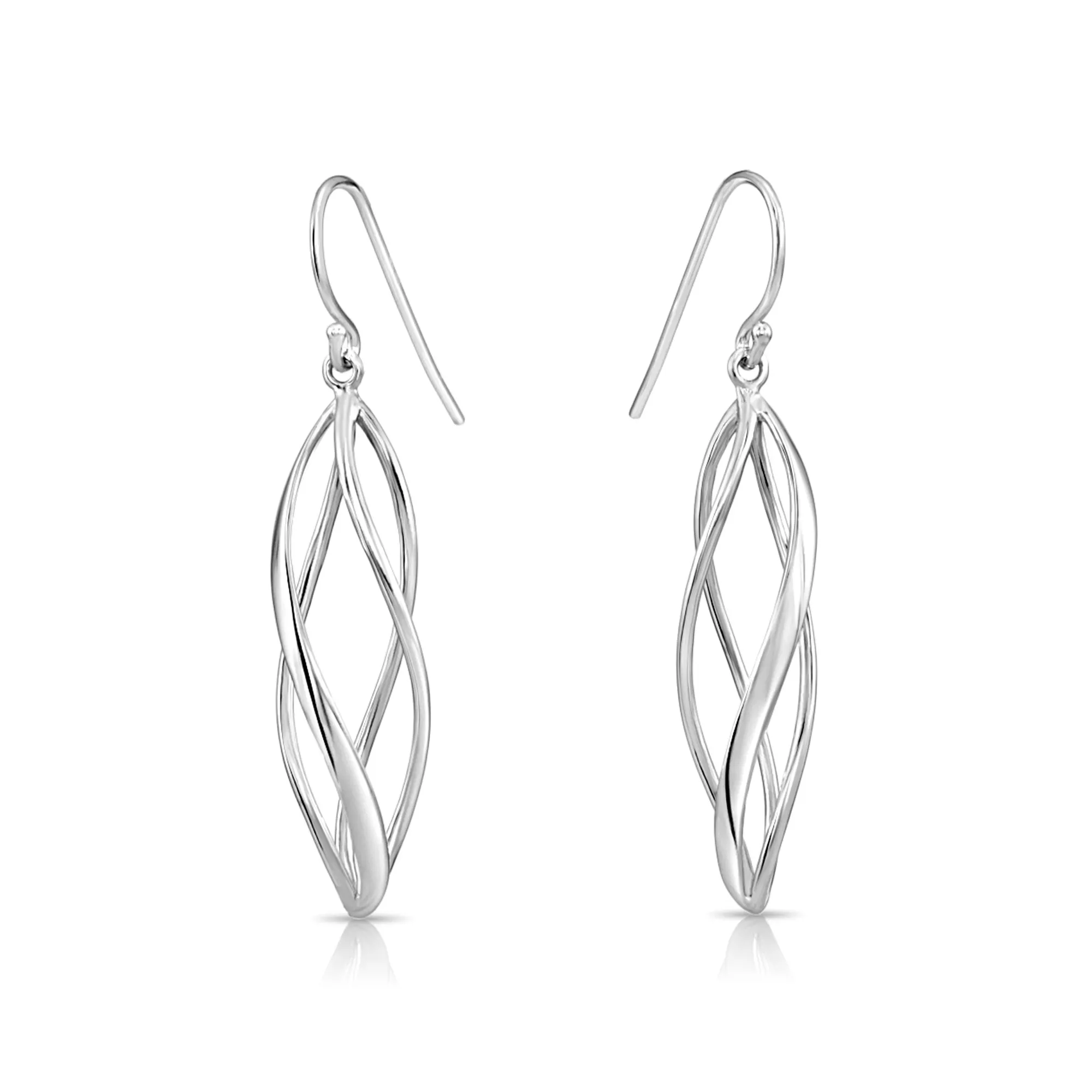 Spiral French-Hook Dangle Earrings in Sterling Silver