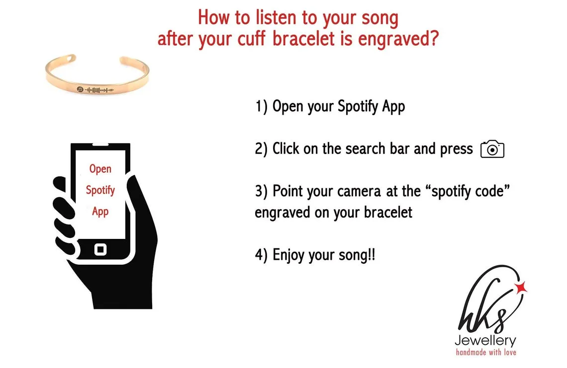 Spotify Code Scan Music Bracelet, Personalized Bracelet, Cuff for Favourite Album Artist, Gifts for Her and Him, Playlist Song Gifts