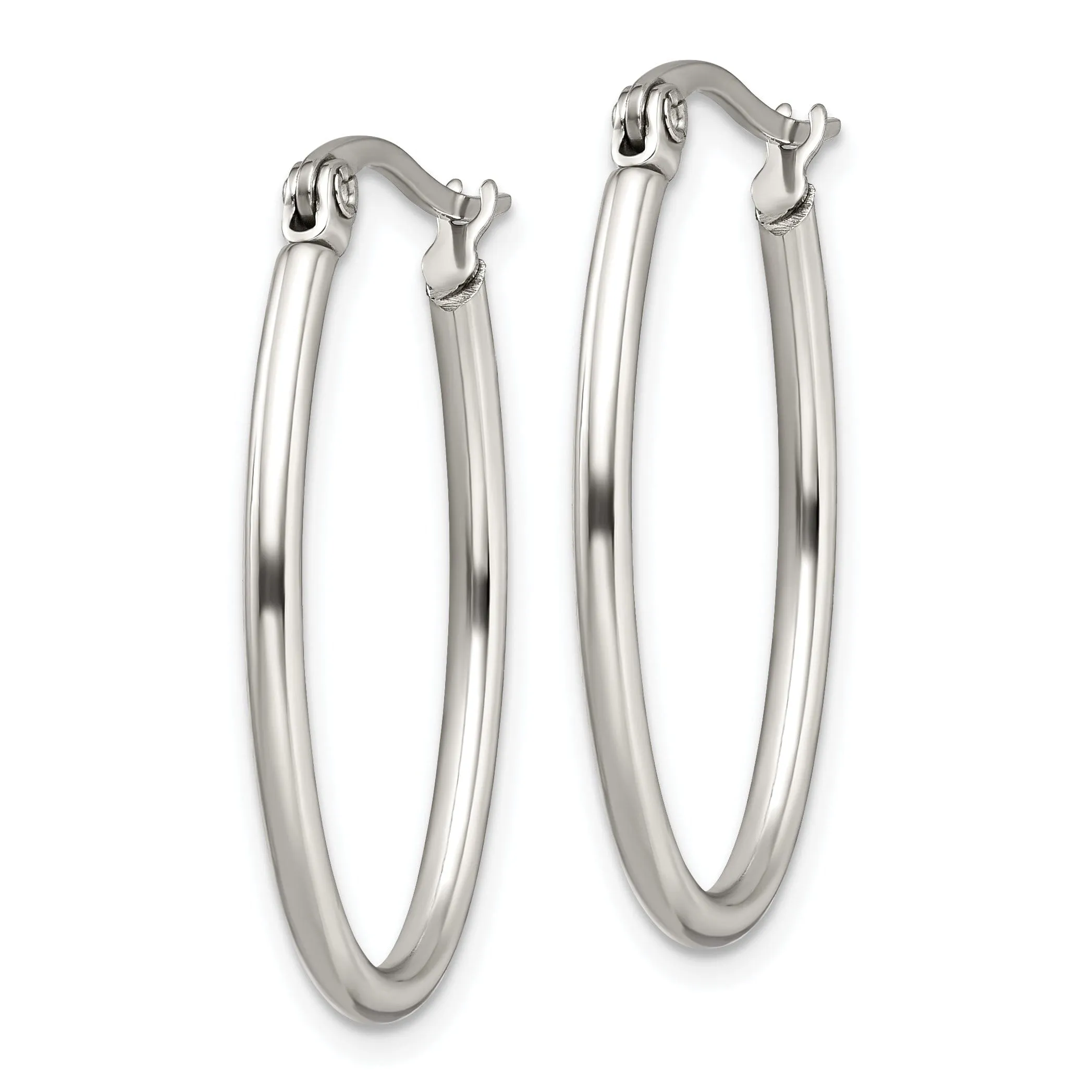 Stainless Steel Oval Hoop Earrings 18MM Diameter