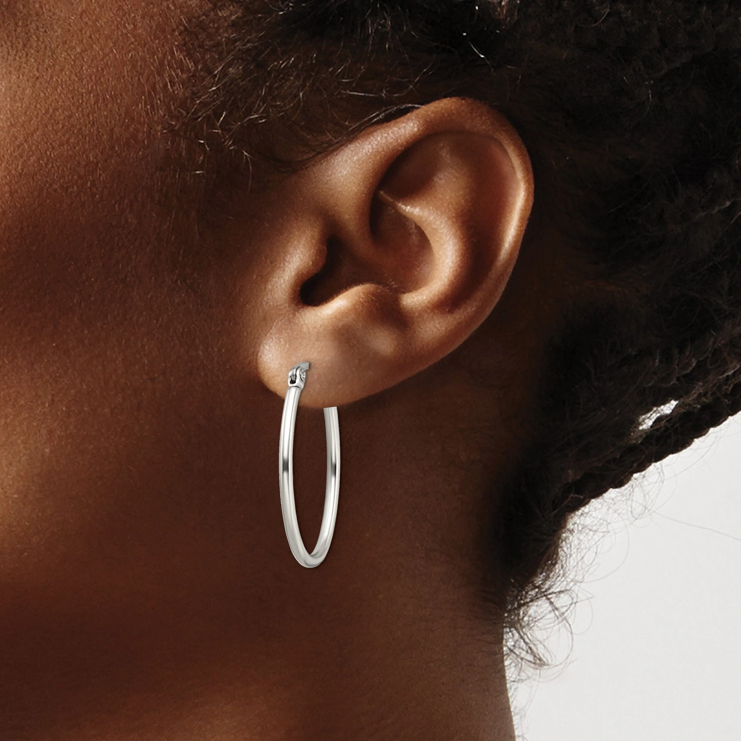 Stainless Steel Oval Hoop Earrings 18MM Diameter