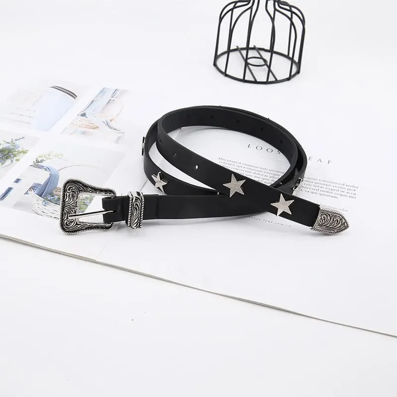 Star PU leather adjustable belt